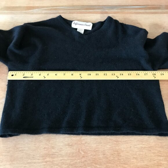 Reference Point Cropped Sweater Women L Black Lamb's Wool Angora Floral Cut Out - Picture 7 of 11